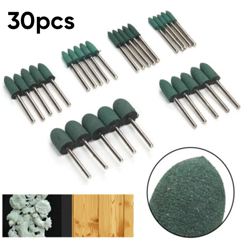 30pcs Rubber Grinding Wheel Abrasive Polishing Burr Mounted Point Dental Sanding Wheel 1 8    Shank For Metal Iron