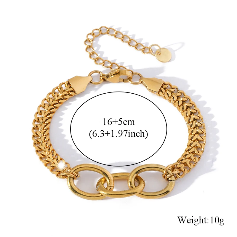 EILIECK 316L Edelstahl Goldfarbenes Armband Schmuck Charm Metall-Textur 18 K Vergoldete Herz-Handgelenk-Kette für Frauen – Detail 8