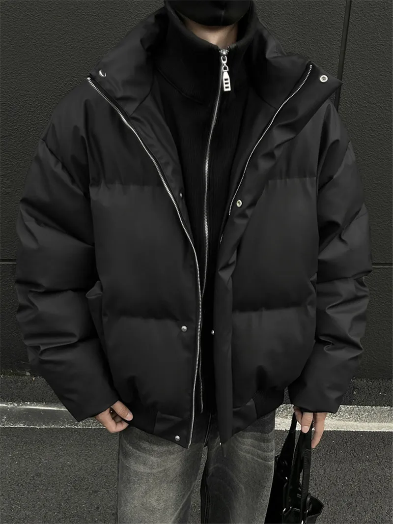 

Черный воротник-стойка, хлопковая куртка, мужская американская куртка, осенне-зимняя модная мужская хлопковая куртка, модная одежда