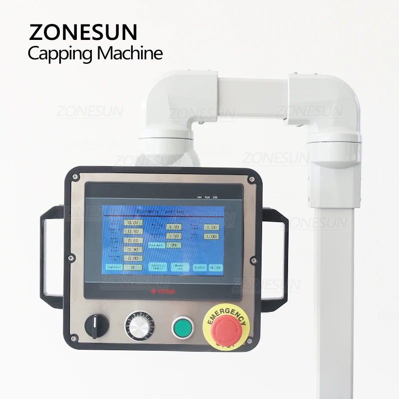 ZONESUN Automatic Capping Machine Closure Screw Top Robotic Arm Conveyor Bottle Jar Water Juice Packaging Production ZS-XG16F