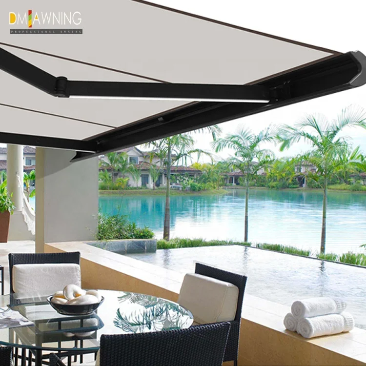 

Наружный моторизованный выдвижной маркиза-навес с полной кассетой, 4x3 м