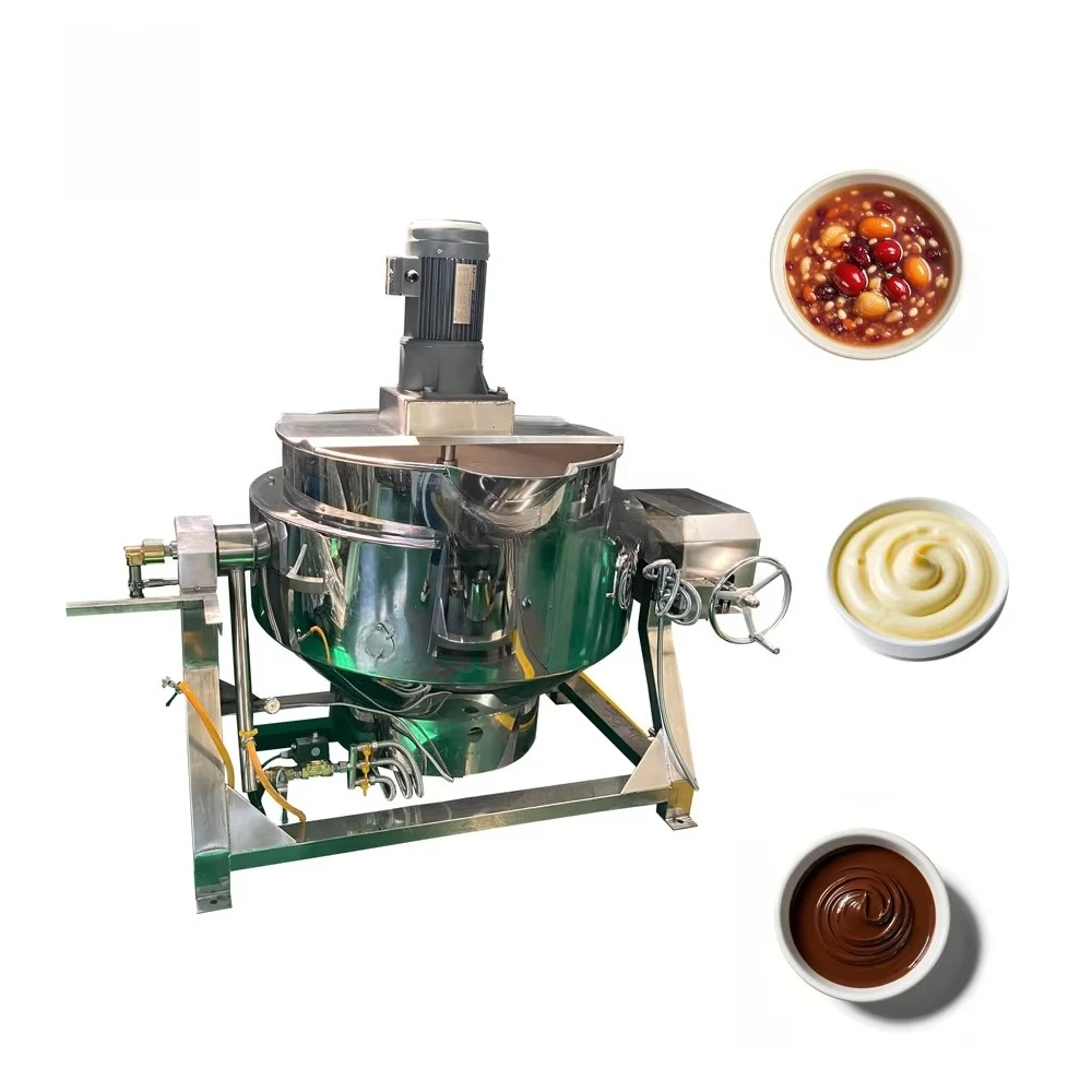 Automatic Commercial Sugar Caramel Food Industrial Gas Electric Tilting Cooking Pot with Mixer Jam Cooking Mixer Machine