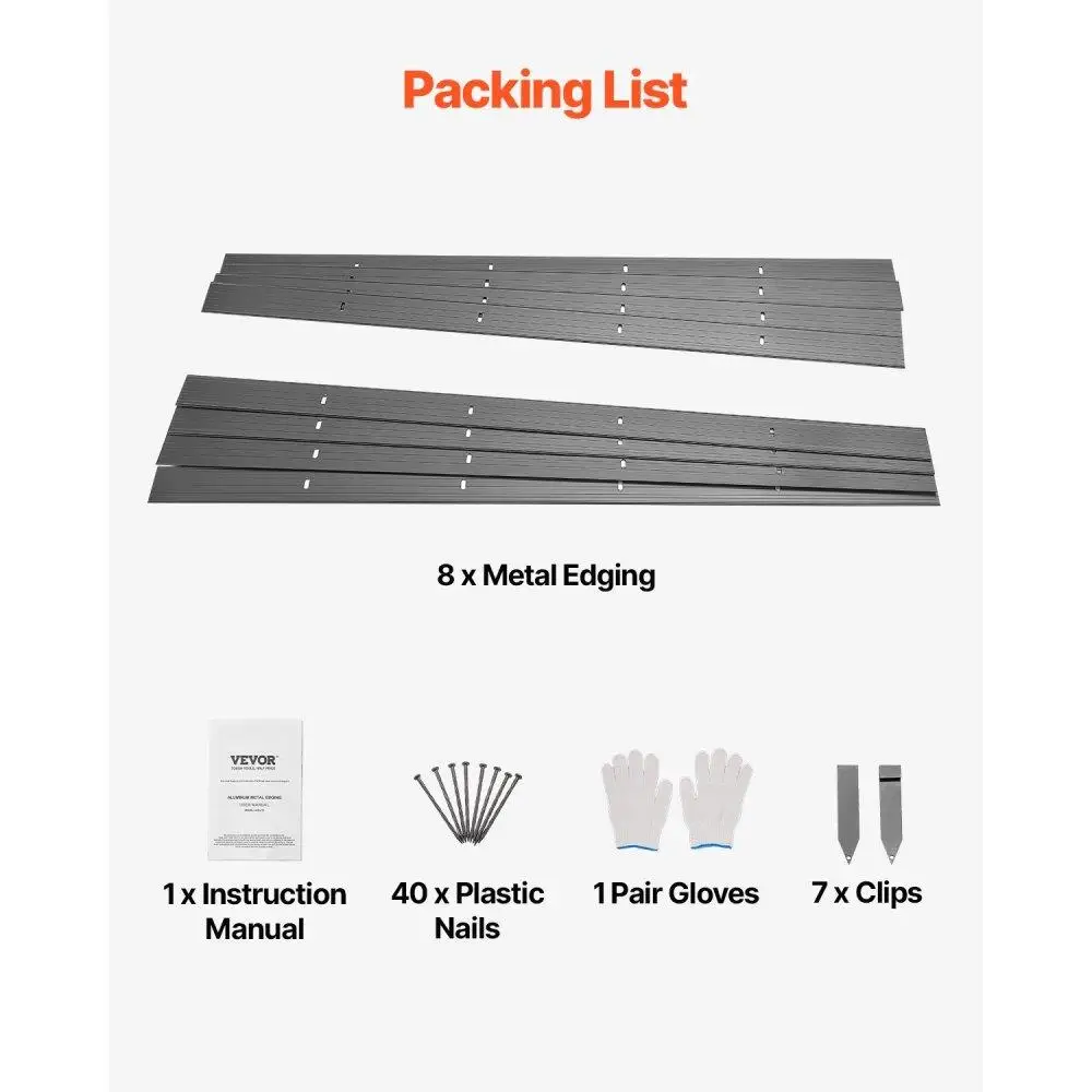 Borde de paisaje de metal, 8 paquetes, 72 pulgadas, resistente al óxido, flexible para jardín de patio