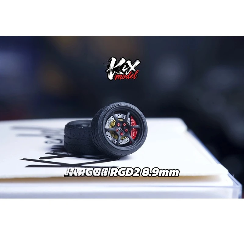 KX 1:64 Car Model Modified Wheel Hub Diameter 8.9/9.7mm, Finely Sealed Resin Finished Wheel with Calipers