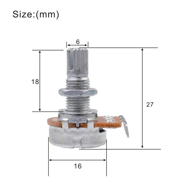10Pcs B50K Pots Split Shaft Full Size 18mm Guitar Volume Pots Potentiometer for Electric Guitar Bass