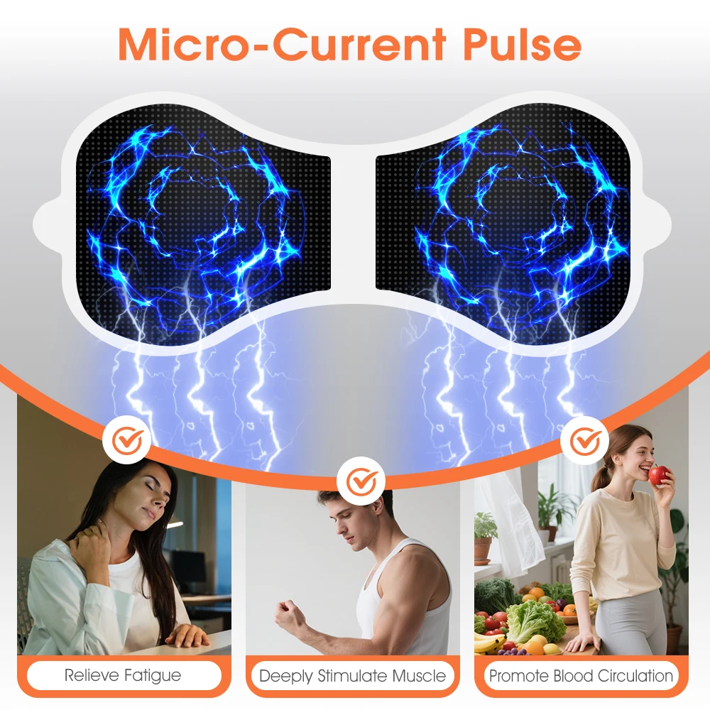 Portátil mini massageador muscular remendo pulso de baixa frequência almofada massagem pescoço volta perna massageador 6 modos display lcd maca pescoço