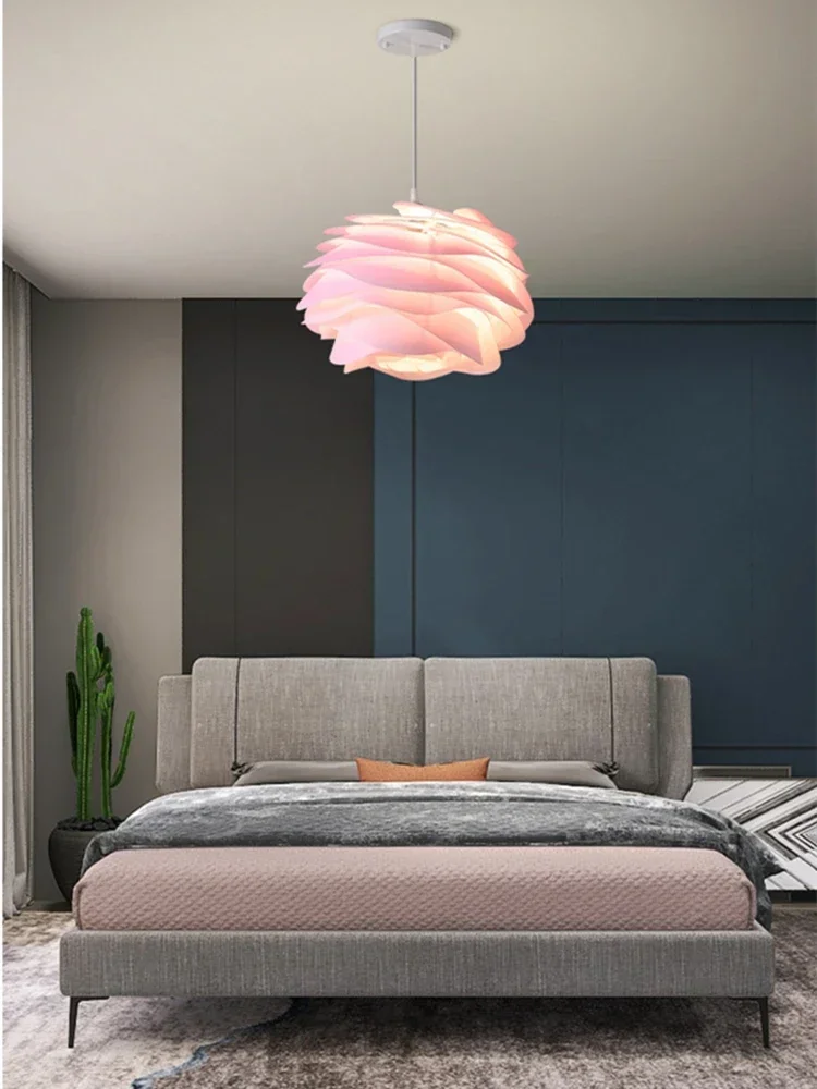 nordic pvc petal teto lustre quarto estudo cozinha hotel bar lampada pingente branco rosa azul luminaria lampada livre 01