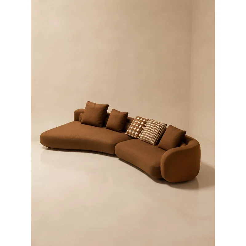 Sofa Villa Large Flat Floor Living Room Curved Lamb Fleece Fabric Sofa 2026 Designer New