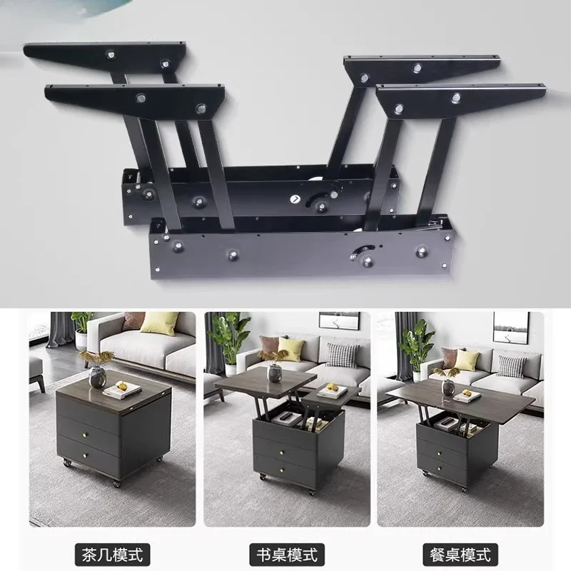 Double linkage coffee table desktop lifting frame Hardware accessories Multifunctional buffer Hydraulic folding dining table