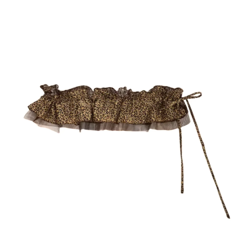 الهيب هوب ليوبارد طباعة وشاح الورك تنورة قميص موسع شبكة تكدرت حافة زنار Y2K طبقة حلوة وتتسابق حزام الخصر اكسسوارات