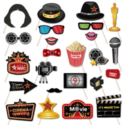 24Pcs Cinema Festival Theme Party Photo Booth Props Dress Up Costume Masks for Movie Night Birthday Party Decoration