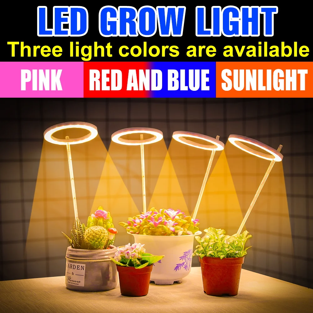 

LED Grow Light Full Spectrum Indoor Plant Lamp Dimmable With 24 Hour Timing USB DC5 Potted Fruit Hydroponics Plant Fill Lighting