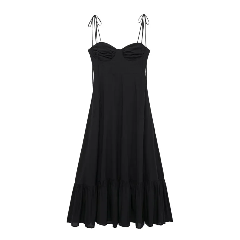 

Layered decorative Camisole dress for Women Summer Sleeveless Minimalist Casual Holiday style slim fit Mid-Calf Dresses