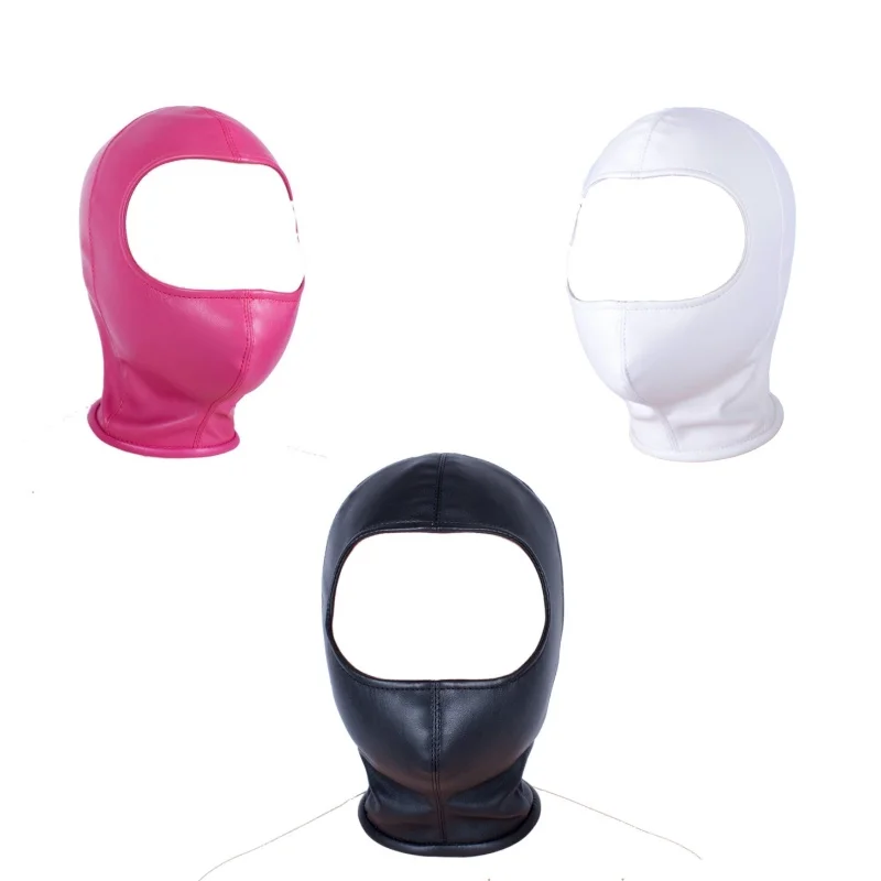 

Sexy Soft PU Leather Mask Cosplay Party Sexy Full Head Bondage Masks Open Eye Punk Style Couples Flirt For Fetish Intimacy Goods