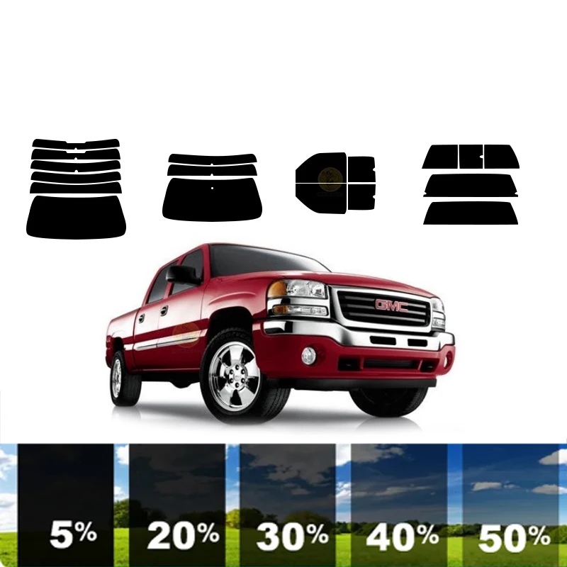 

precut Removable Window Tint Film For Car 100% UVR 5%-35%VLT Heat Insulation Carbon ﻿For GMC SIERRA 1500 2 DR PICKUP 1999-2006