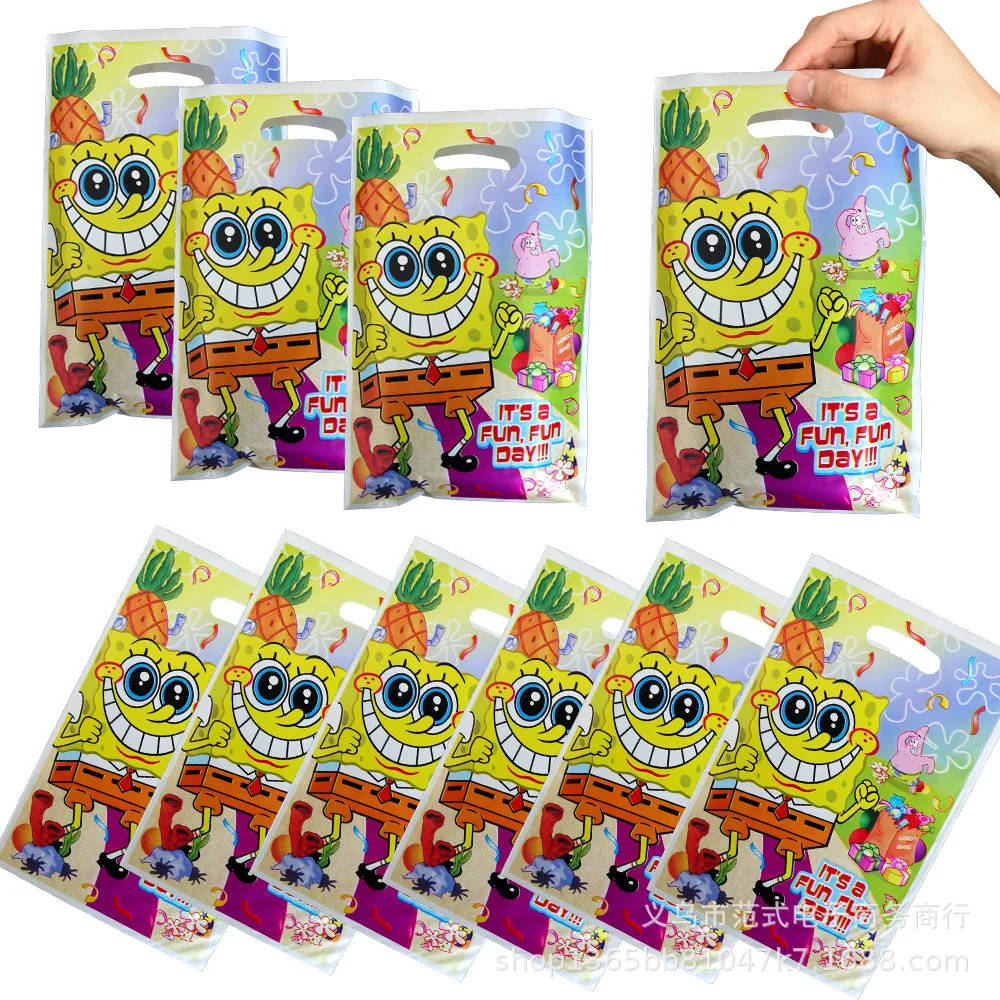 10pcs Sponge-Bob Gifts Bags Cartoon Party Decoration for Children Candy Gifts Baby Shower Supplies Kawaii Anime Patrick Star Bag