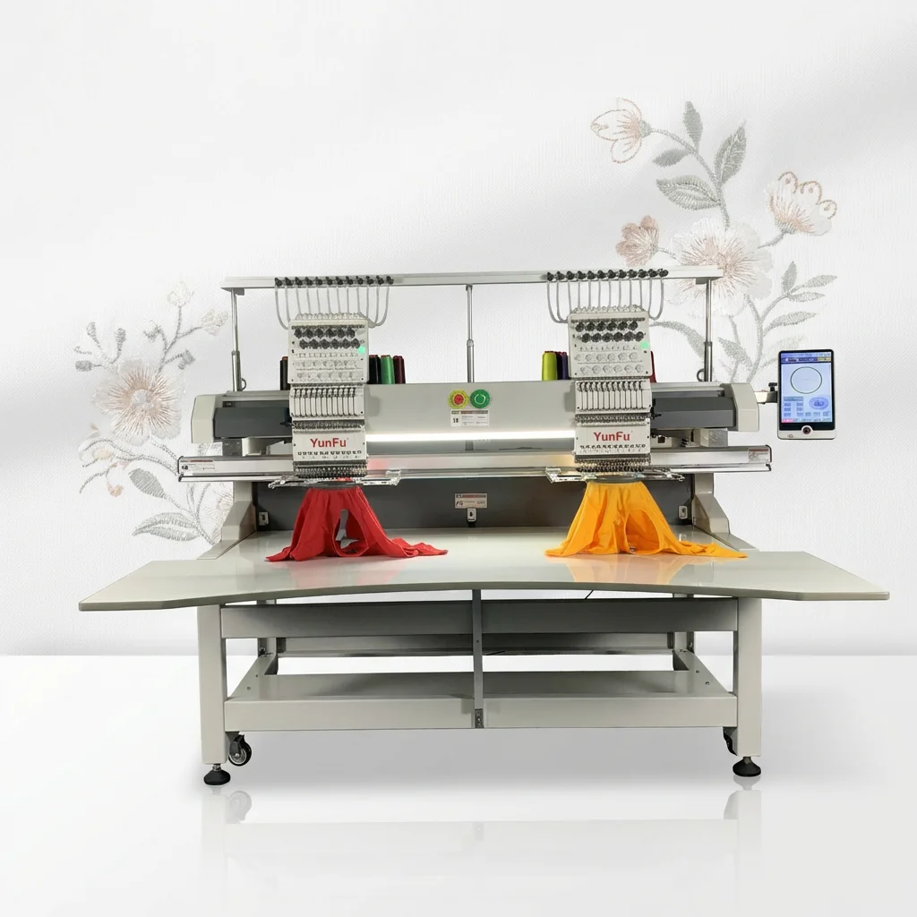 2-Head Computerized Embroidery Machine for Flat & Cap Embroidery 1200 RPM High-Speed Bearing Motor Core Components Home Use New