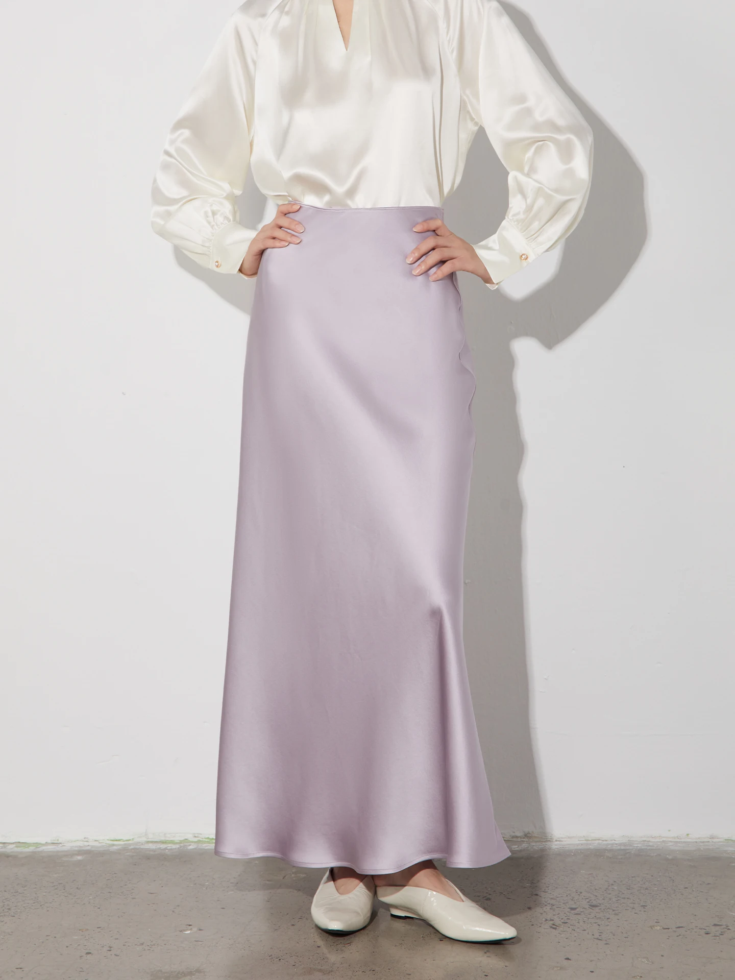 

Elegant Knowledgeable Silk Satin Half Skirt Commute Friendly mid Waist a Line Silken Skirt for Ladies by Fullpure