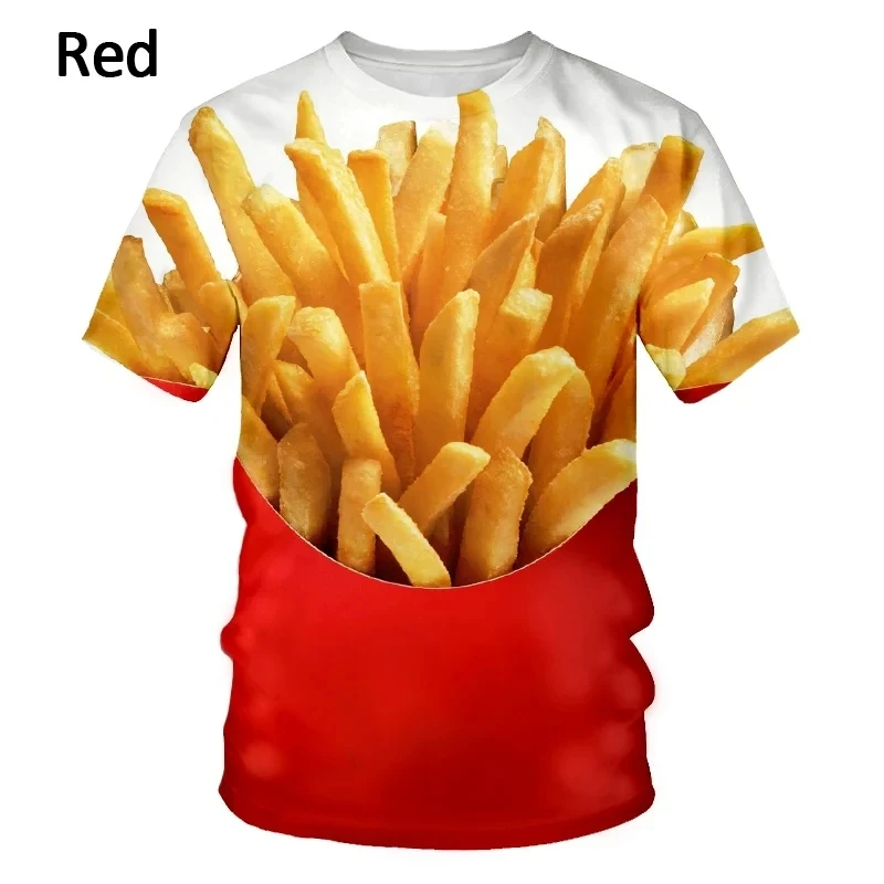 Summer New Food Pattern Men\'s Printed T-shirt Street Fashion Harajuku Round Neck Large Comfortable Short sleeved TopSummer New F