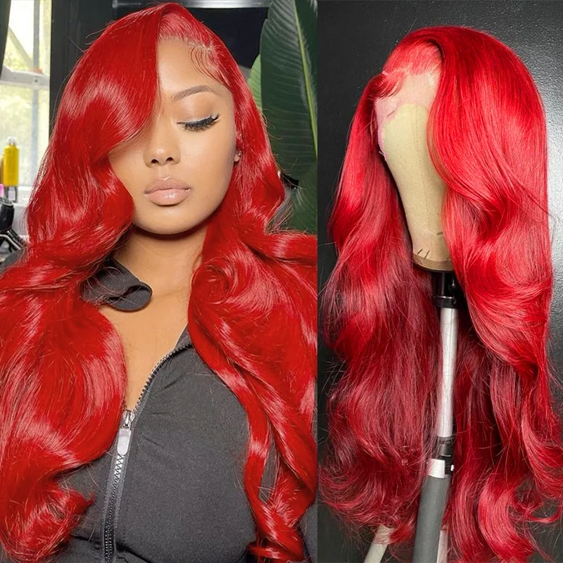 

Body Wave Human Hair Wigs Hot Red 13x6 Hd Lace Front Wig Transparent Colored Burgundy Frontal Wigs 4x4 5x5 Closure Wig For Women