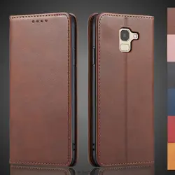 Magnetic attraction Leather Case for Samsung Galaxy J6 2018 J600F 5.6