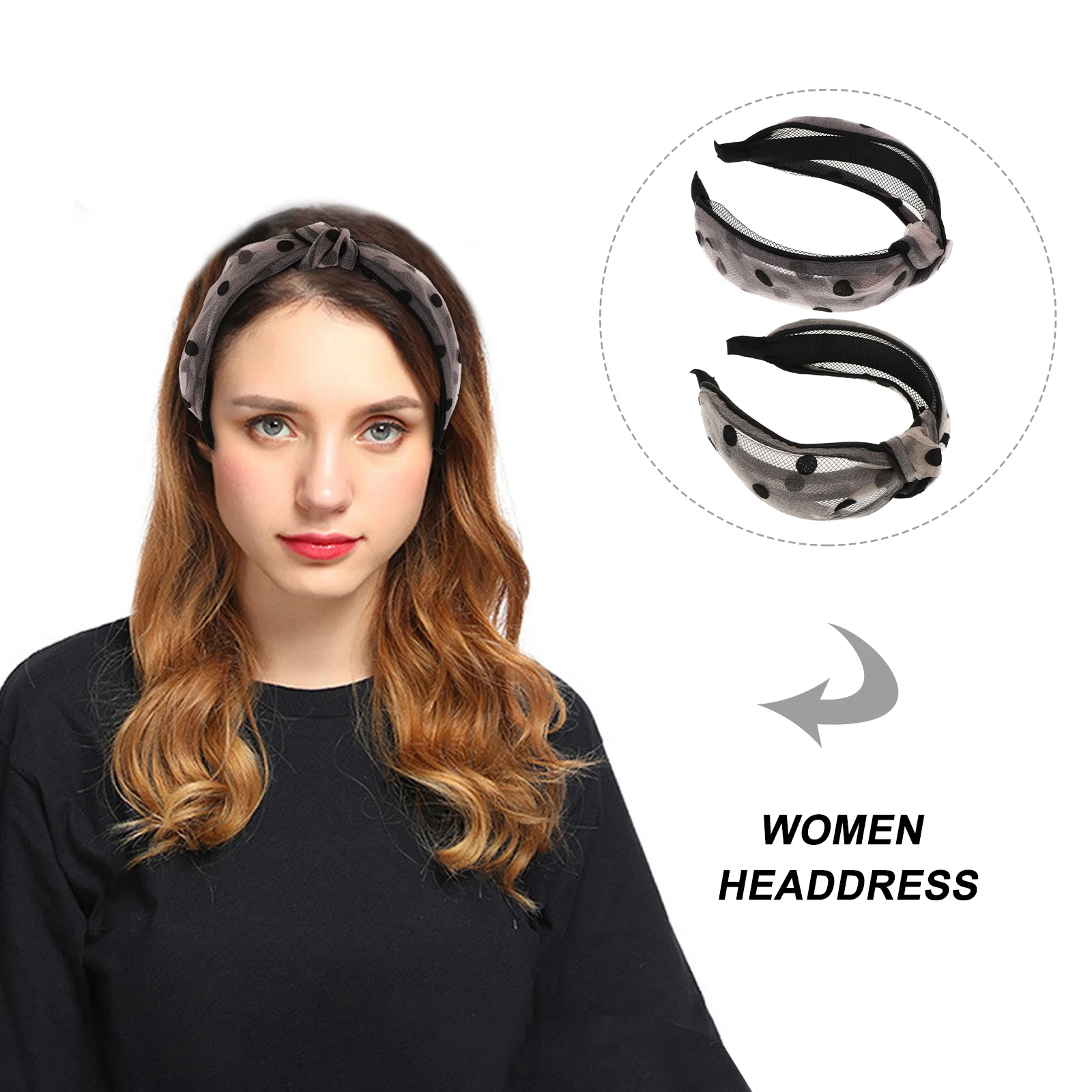 

2Pcs Dot Hair Bands Twisted Knot Cross Headbands Wide Hairband Fashion Accessories Comfortable Hair Hoops Women Birthday