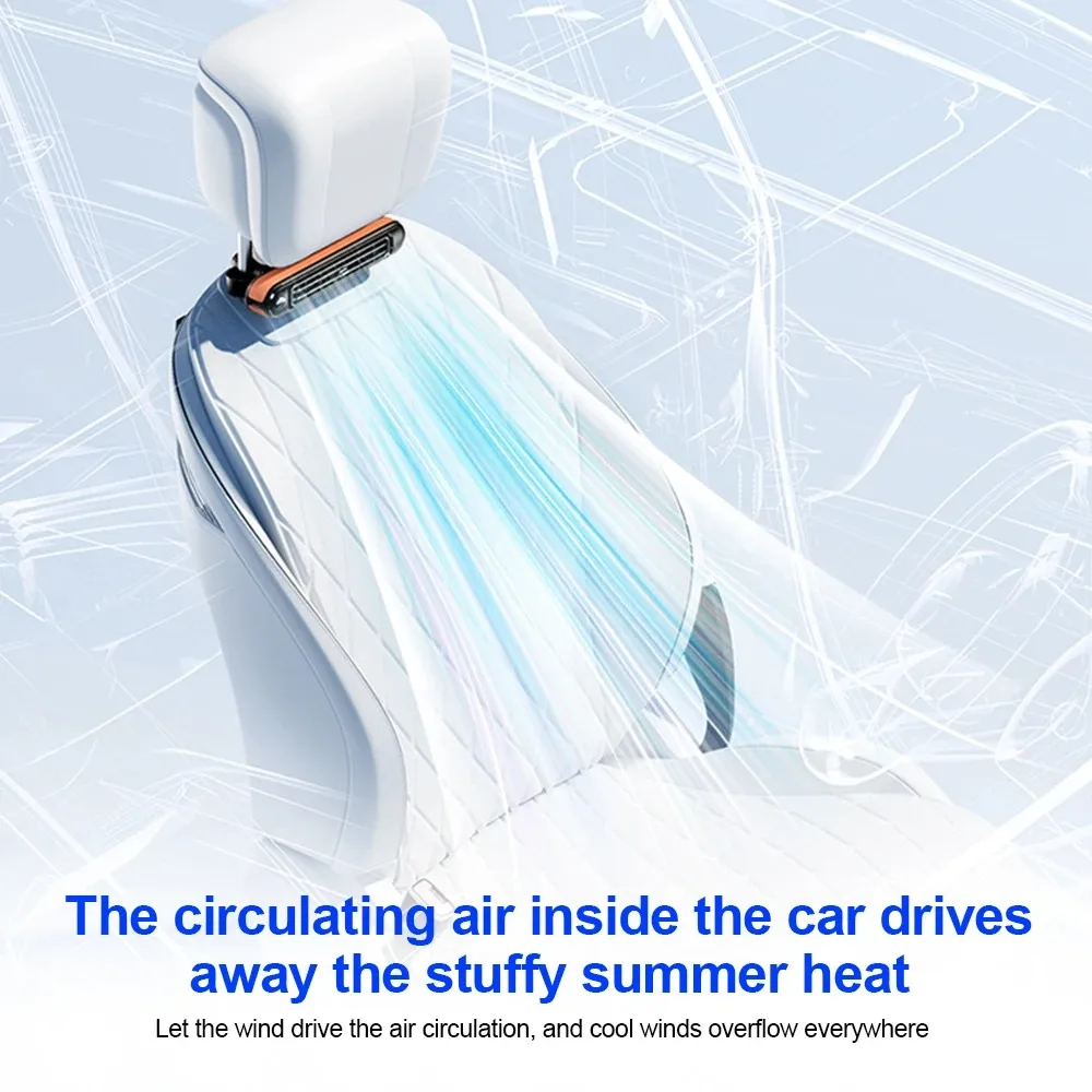 Electric Car Seat Headrest Cooling Fan 3-Speed Durable Car Cooling Tool Easy to Use Adjustable Wind Speed