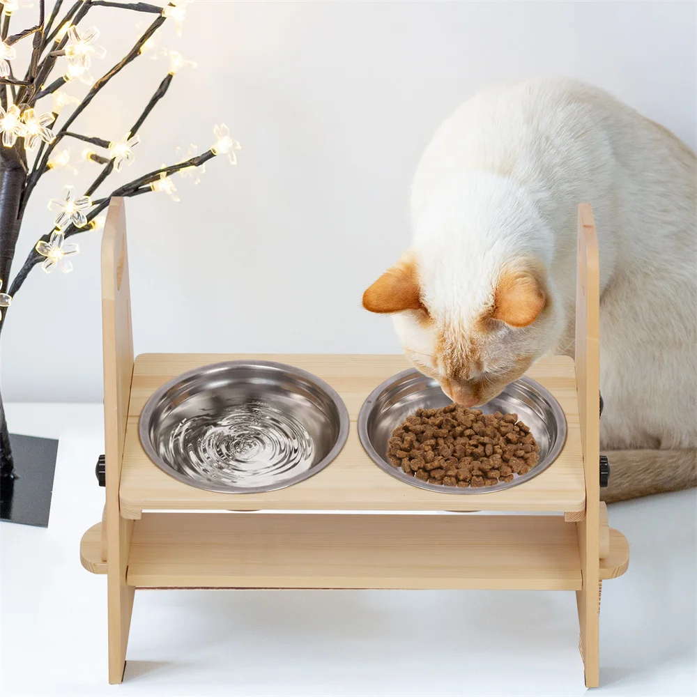 Height Adjustable Elevated Dog Bowls Tall Raised Feeder Stand Dog Food Water Bowl Feeder Station for Large Medium Small Dogs view 4