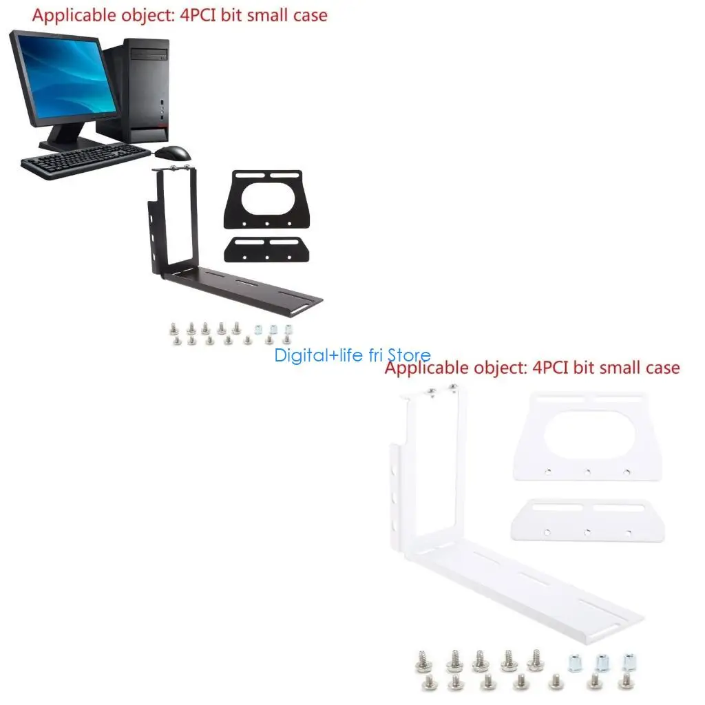 E06D DIY Metal Graphics Cards Vertical Bracket Riser PCI for Express Stent Stand Holder for PC for Case
