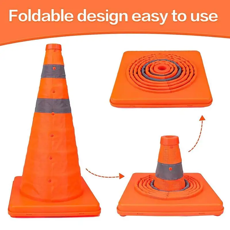 45cm Orange Road Safety Cones Multi Purpose Height Collapsible Traffic Parking Cones Reflective Stripe Traffic Cones Rescue Tool