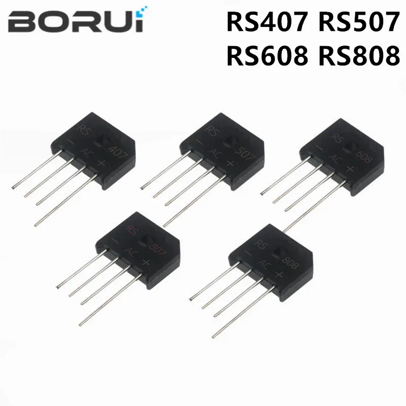 5PCS RS407 RS507 RS608 RS808 DIP ZIP-4 Bridge Rectifier 2A 700V