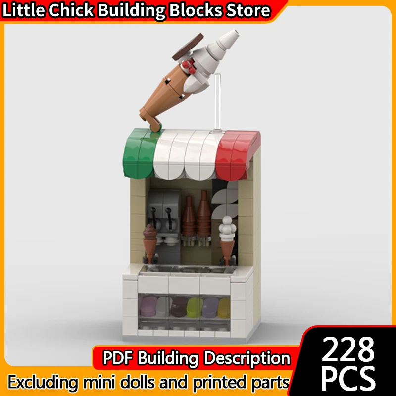 

City Street View Model MOC Building Bricks Small Ice-Cream Shop Modular Technology Children Holiday Gifts Assemble Toys Suit
