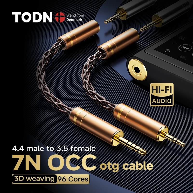 TODN 7N OCC HIFI Balanced Audio Cable 8 Core Earphone Conversion Adapter Cable 2.5/3.5/4.4mm Male To Female AUX Jack Cable