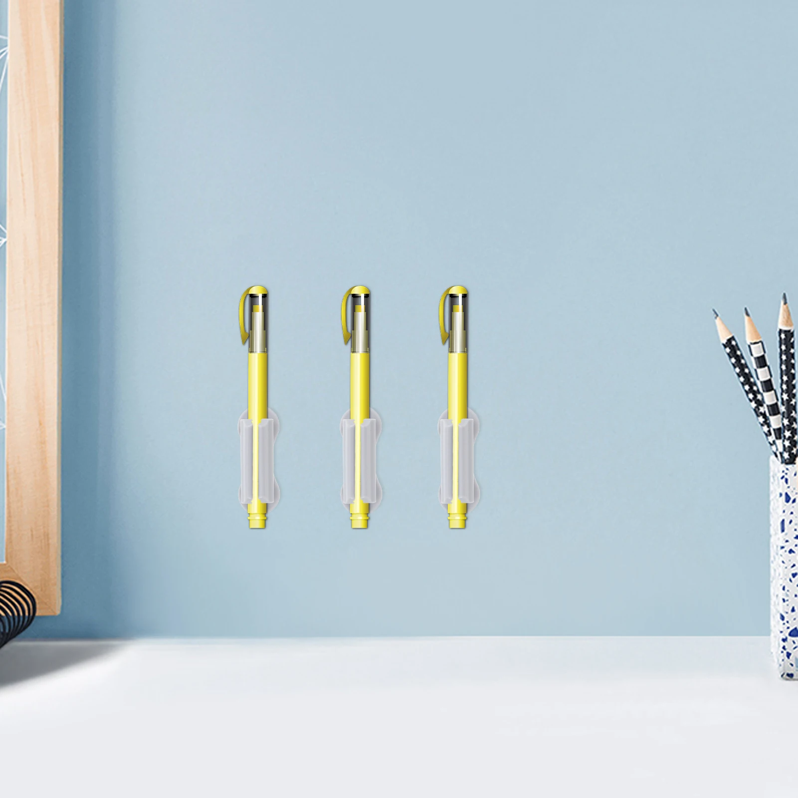 

6Pcs Silicone Adhesive Pen Holder Versatile Use for Pens Brushes Scissors Minimalist Design Desk Classroom Organizer