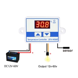 W3007 Digital Control Temperature Microcomputer Thermostat Switch Thermometer MOS Output Thermoregulator 12V 24V 36V 48V 60V