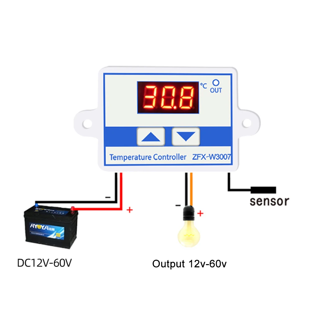 Controle Digital Temperatura Interruptor do Termostato do Microcomputador Termômetro Mos Saída Termorregulador 12v 24v 36 48v 60v W3007