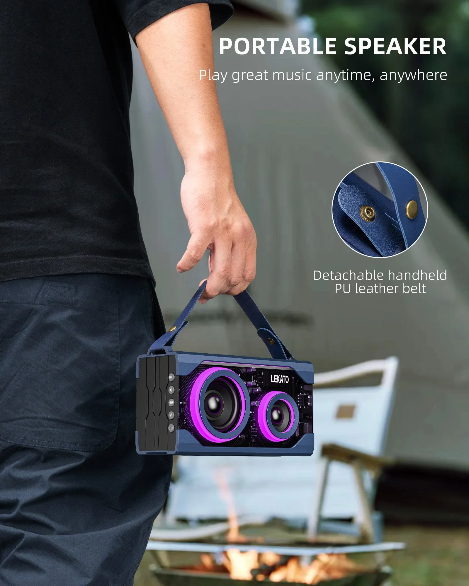 Lekato Новый 12H+ Время воспроизведения Громкий смешанный RGB-подсветка Bluetooth-динамик Прозрачные беспроводные колонки с богатыми басами 25 Вт HD Стереозвук