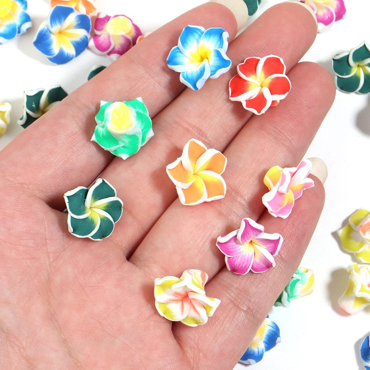 10Pcs/Lot 1.5-3cm Soft Polymer Clay Beads Egg Flower Spacer Loose Charm Beads For DIY Craft Ornament Making Clothing Accessories