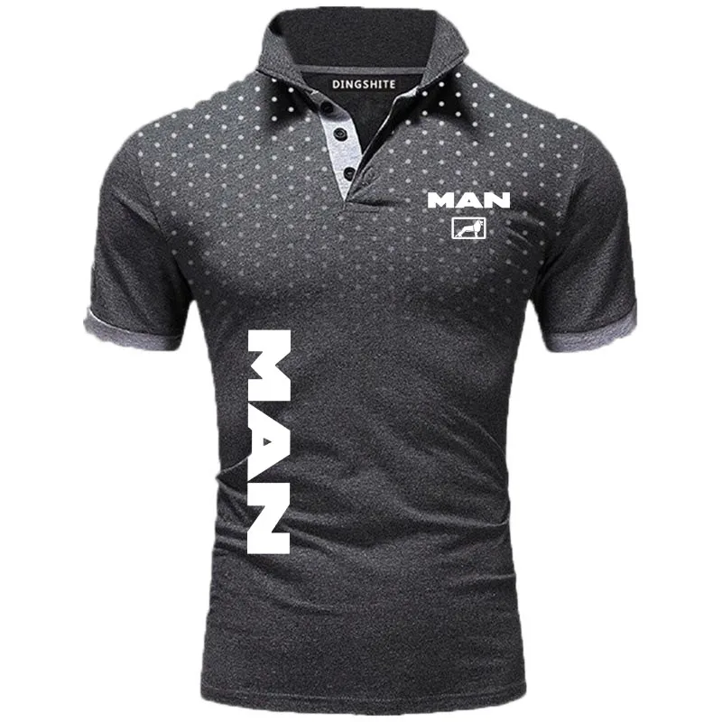 2023 Summer men\'s POLO shirt men\'s golf shirt truck MAN logo print Comfortable breathable casual sports men\'s T shirt top