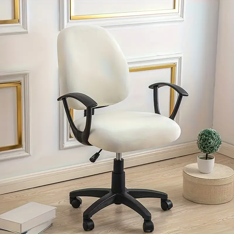 2pcs Velvet Office Chair Cover Elastic Dust-proof Gaming Chair Slipcover Solid Color Computer Chairs Seat Cover Decor for Home image 6