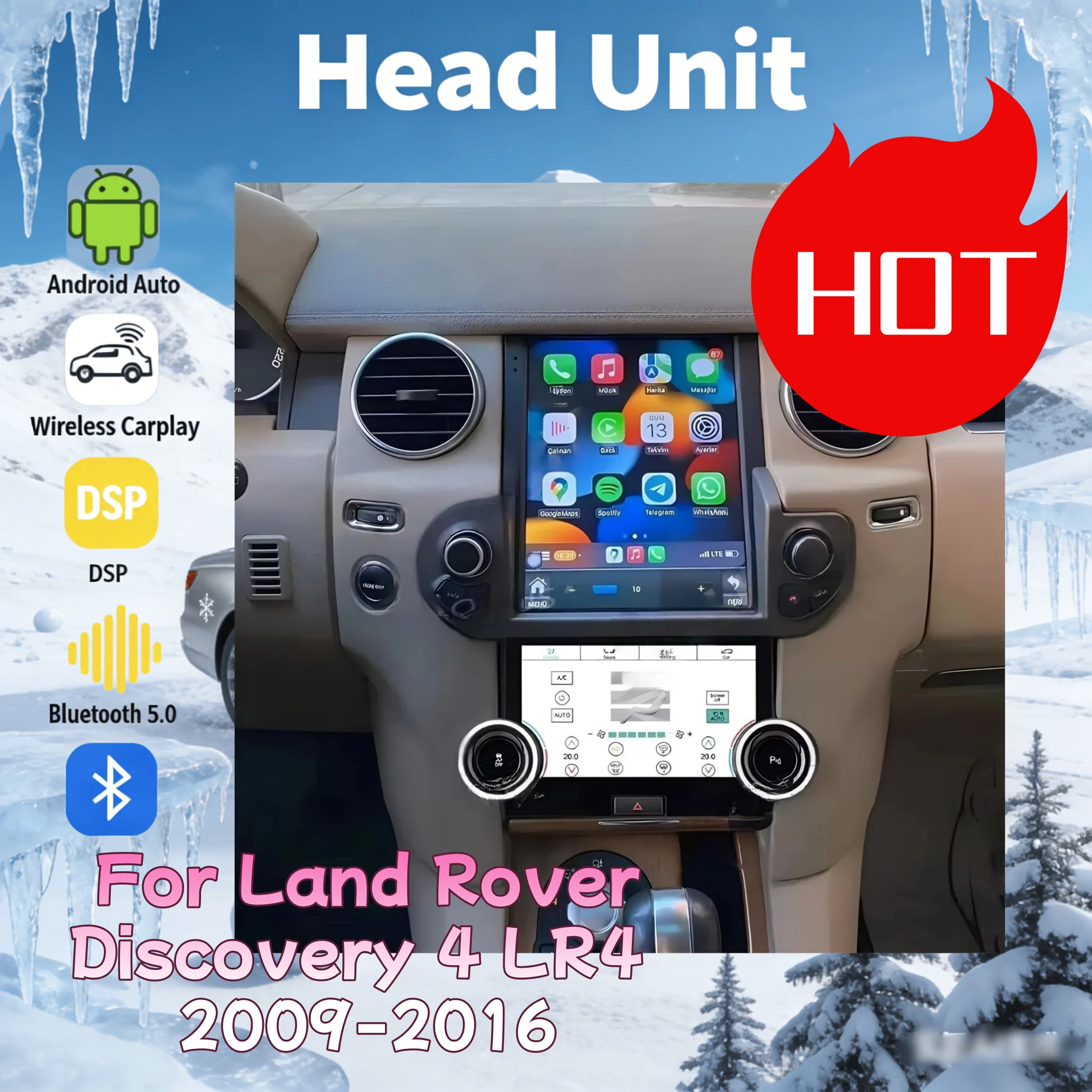 

Автомагнитола Android 14 для Land Rover Discovery 4 LR4 2009-2016 с сенсорным экраном, CarPlay, Auto, Bluetooth, GPS, 4G