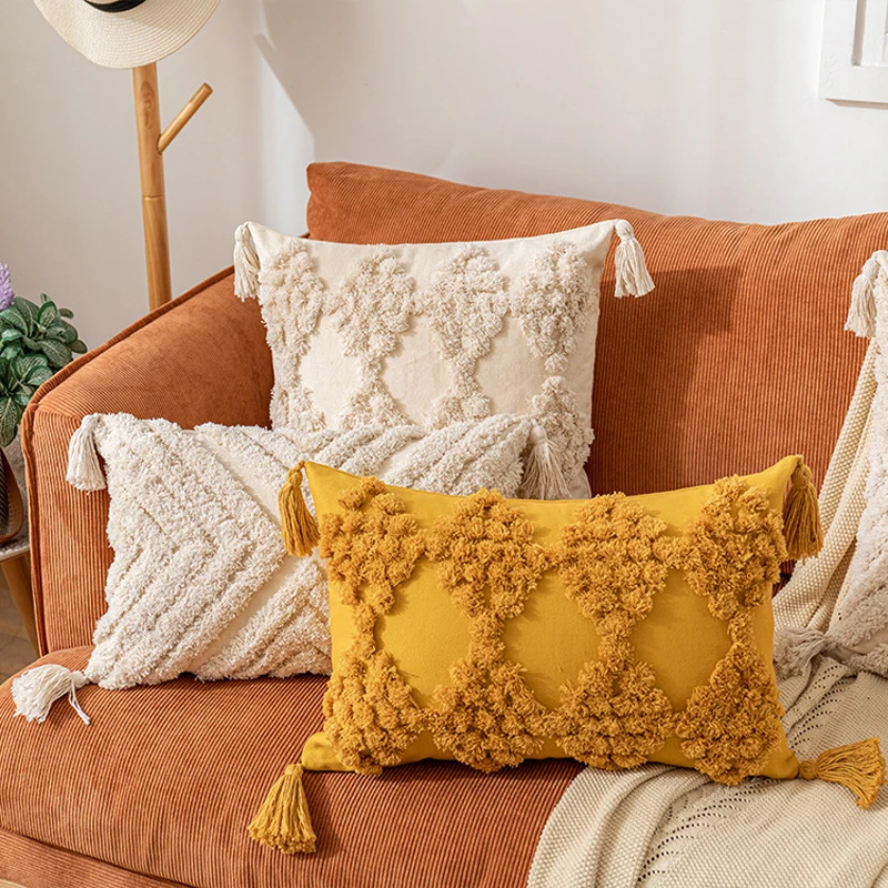 Nordic Style Tufted Grapes Pattern Cushion Cover With Tassels 30X50/45X45cm Throw Pillowcase For Living Room Sofa Home Decor