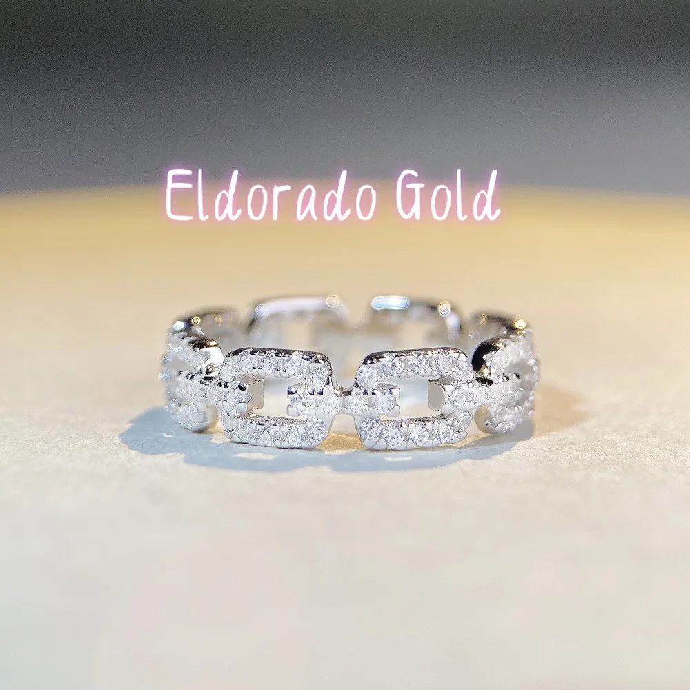 

Eldorado Gold Luxury Solid Platinum PT950 Women's chain diamond ring moissanite full diamond pig nose ring wedding ring