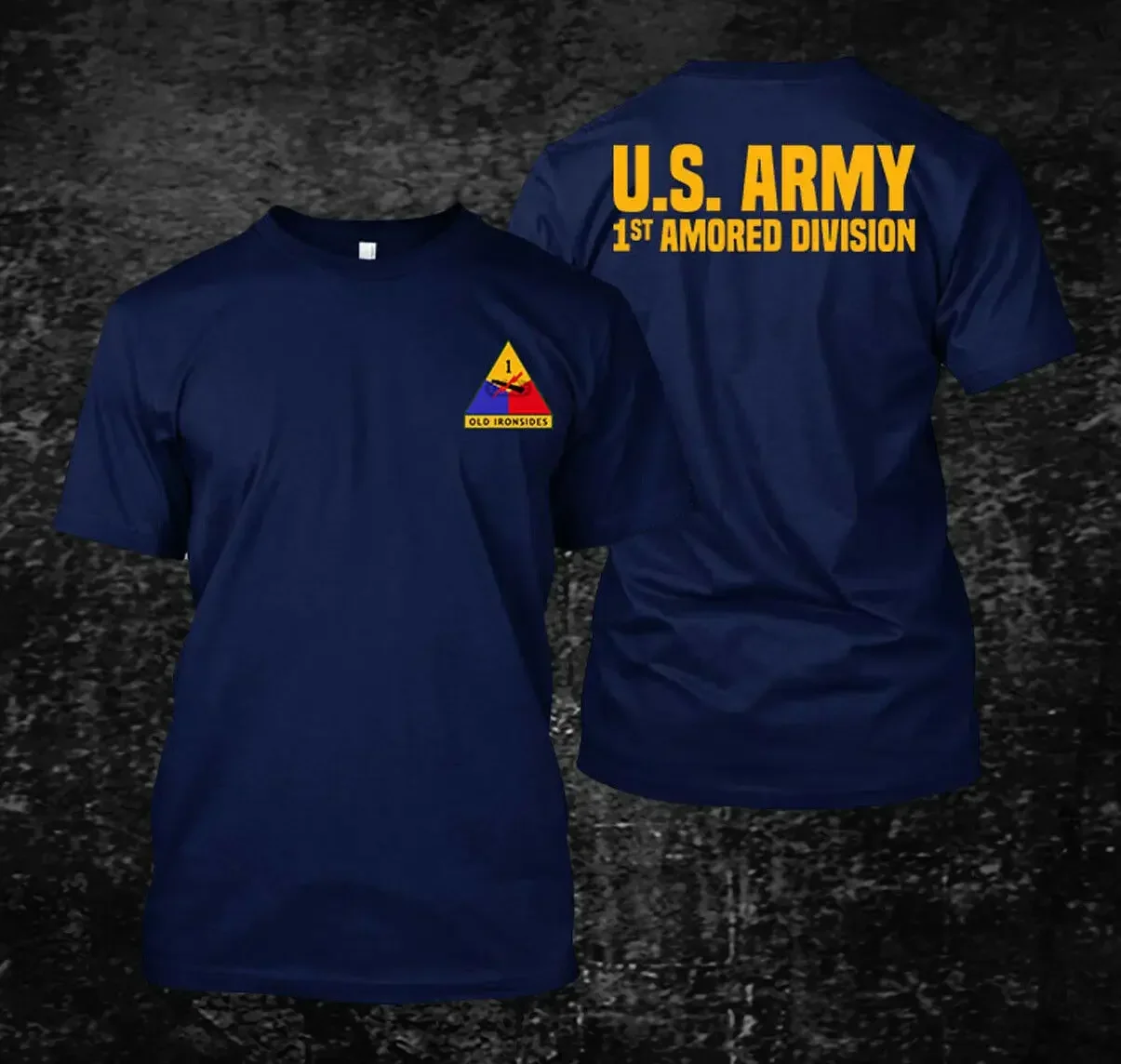 US Army 1st Armored Division Old Ironsides T-Shirt 100% Cotton O-Neck Summer Short Sleeve Casual Mens T-shirt Size S-3XL