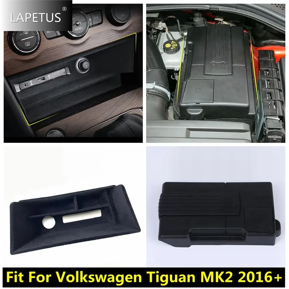 

Engine Battery Anode Negative Electrode / Center Control Storage Box Cover For Volkswagen VW Tiguan MK2 2016 - 2023 Accessories