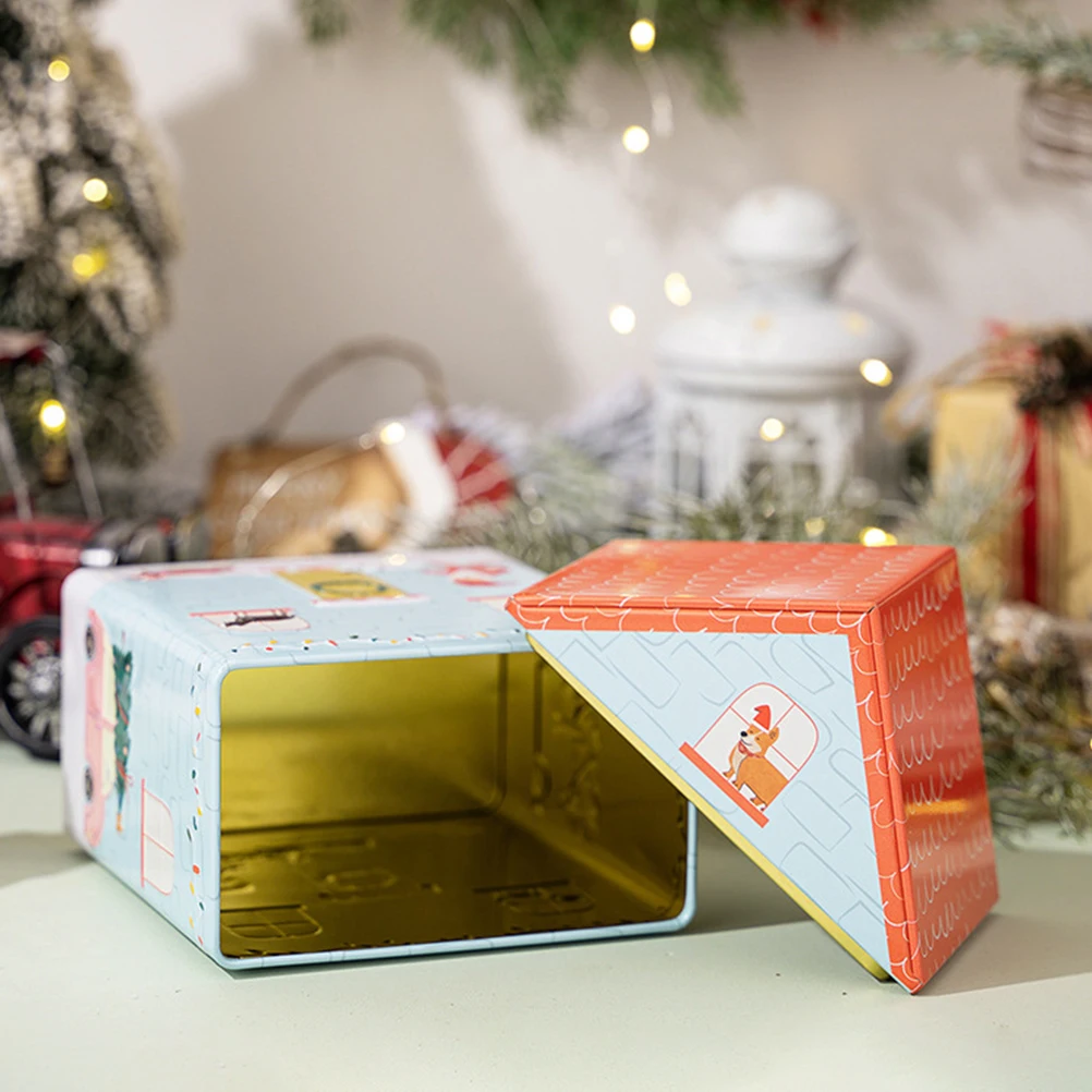 

Christmas Dog House Shaped Tin Box Storage Container Holiday Decorations Organizer Metal Candy Cookie Box Bakery Treats Holder