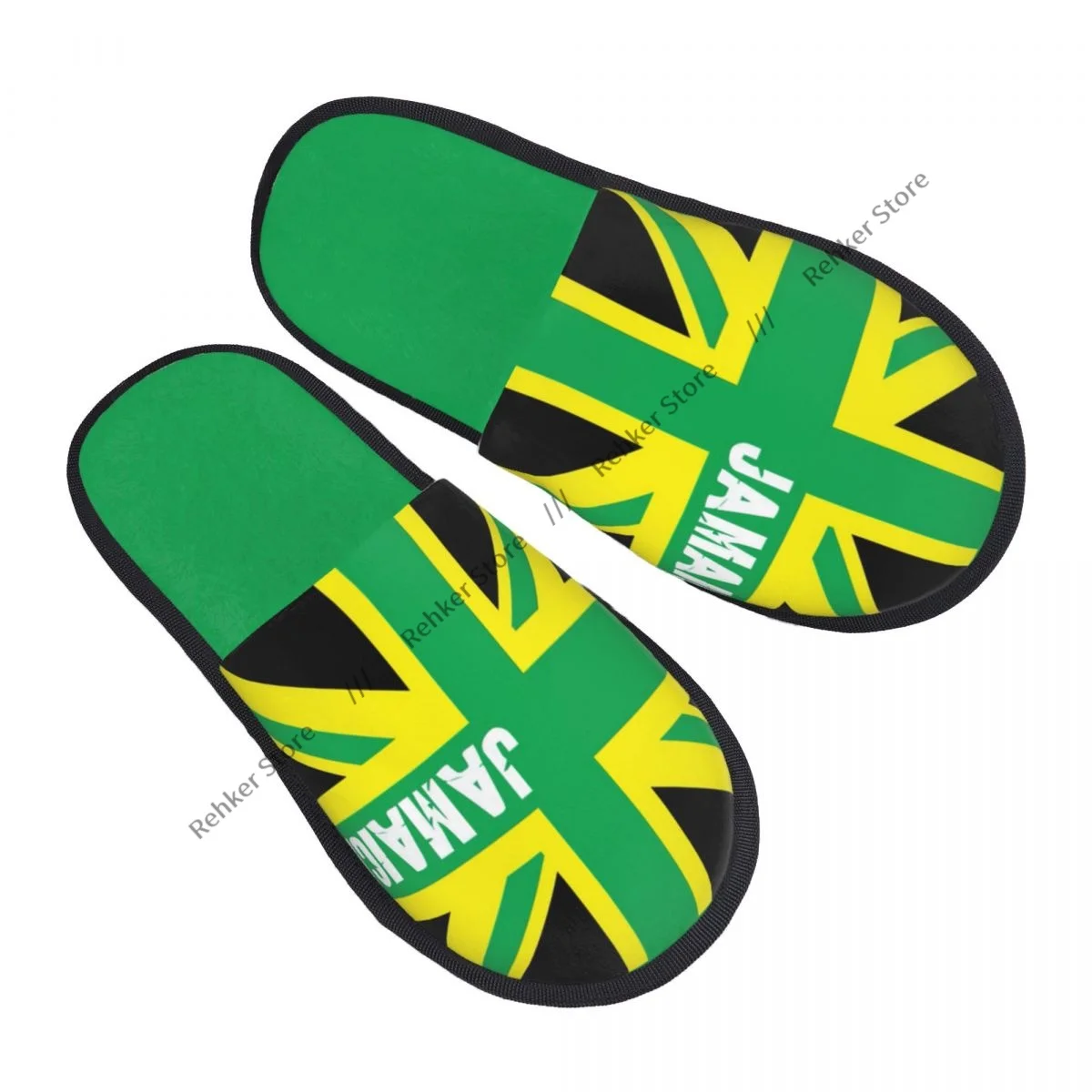 Jamaica Kingdom Flag Indoor Slippers Furry Slipper Winter Home Shoes House Flat Closed Toe Slides Flip Flops