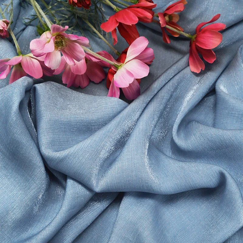 Glitter Texture Glazed Silk Satin Fabric Bright Soft Silky Drape for High-end Dress Doll Clothes Fashion Desinger Material