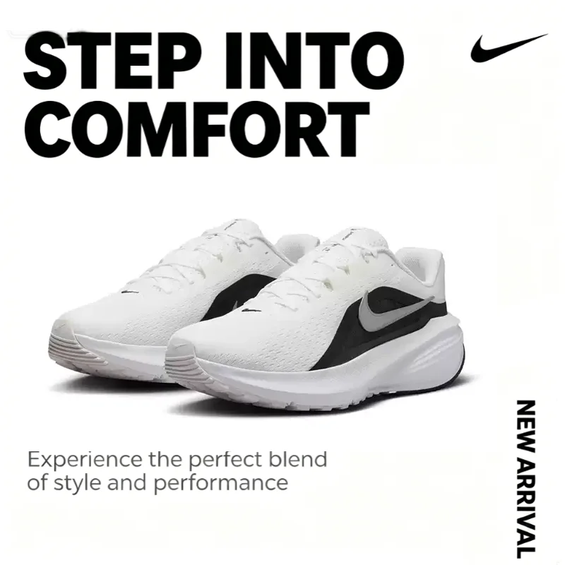 Nike Men's Downshifter 14 Road Running Shoes, Cushioned Breathable Training Casual Sneakers IB1895-107 White Silver Black
