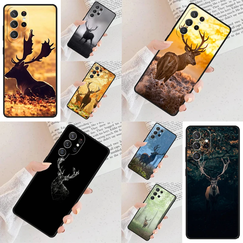 Stag Bull Moose Reindeer Deer Phone Case For Samsung Galaxy S24 S23 S22 S21 Ultra S10 Note 10 Pro S20 Plus FE S9 S8 Cover